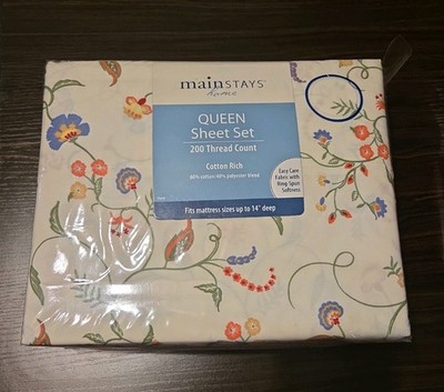 Mainstays Home Floral Print Queen Sheet Set