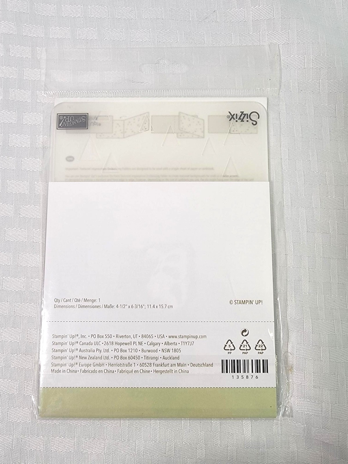 Stampin Up! ON POINT Textured Impressions Embossing Folder