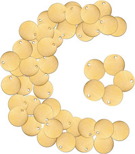 Zhengmy 50 Pcs round Brass Tags, 1-1/4 Inch Diameter, Gold Blank Metal Stamping