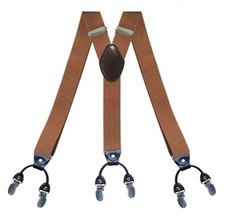 Men's Suspenders 6 Anti-slip Metal Clip Y Back Costume Tuxedo Dress Brown