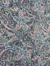 Paisley Floral Cotton Fabric Peter Pan Fabrics Inc 18"x22" Fat Quarter Blue Pink