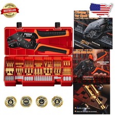 Professional Crimper Set: 14pc Spade Connectors, Ratchet Tool, AWG 24-14 Quality