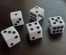 5/6/10/12 STANDARD WHITE DICE 16mm D6 casino board game puzzle play RPG set 6 sd