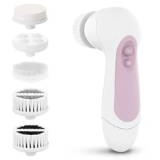 Waterproof Facial Cleansing Spin Brush Set with 5 Exfoliating Blush 