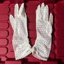 White Lace Dress Gloves Formal Embroidered Mad Men Pinup Pair C Vintage 50s 60s