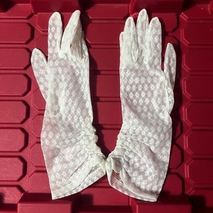 White Lace Dress Gloves Formal Embroidered Mad Men Pinup Pair C Vintage 50s 60s