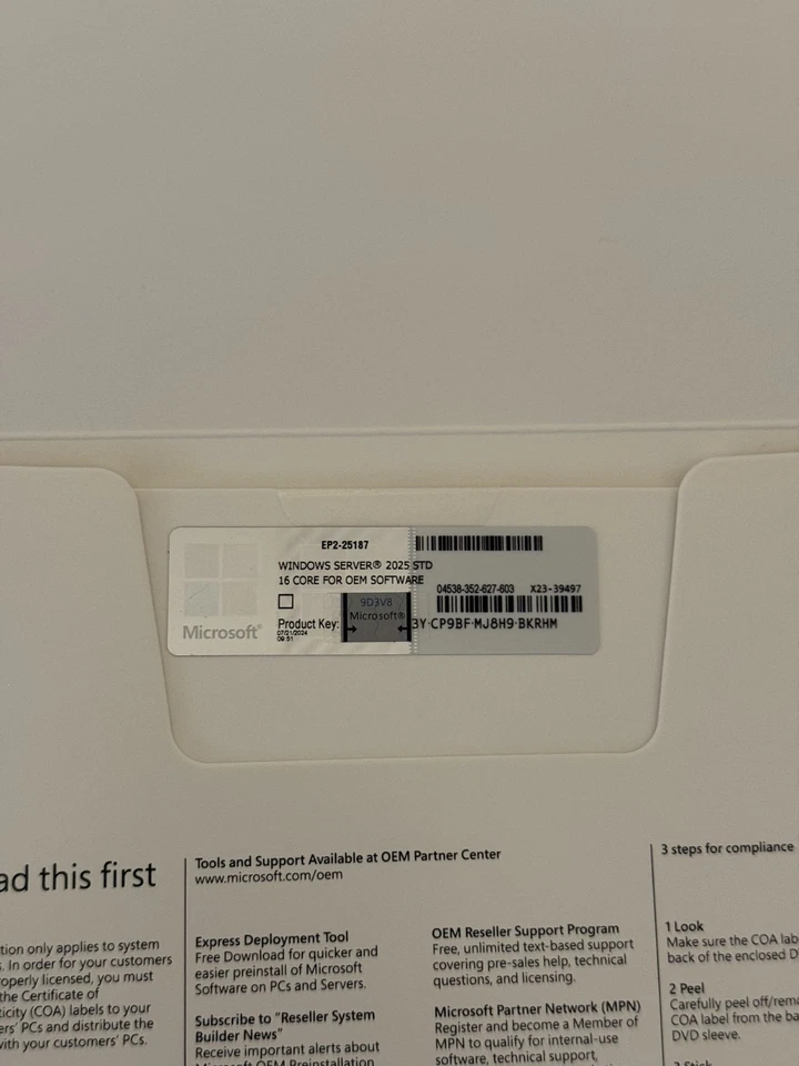 Windows Server 2025 Standard | OEM COA DVD DSP PACK - Immagine 3 di 3