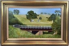 Artist Ismeana Sutton Batts Bridge Yandoit Framed Oil Painting 1980s