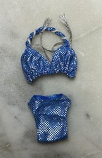Vintage Barbie Swimwear Clothes: Blue Silver Bikini, Sparkle Beach, 1995, READ