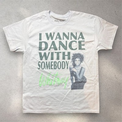 Whitney Houston I Wanna Dance With Somebody Graphic T-Shirt Light Blue Large