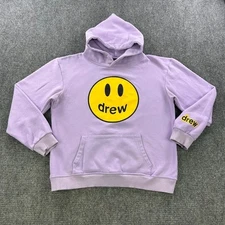 Drew House Our Mascot Hoodie Mens Medium Lilac Purple Smiley Logo Sleeve Graphic