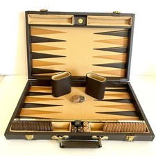 Aries Of Beverly Hill Briefcase Backgammon Game Espresso Velvet 15 Set