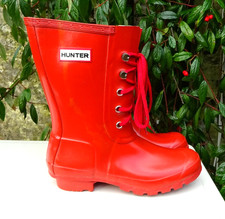Rare Hunter Original Lace Ankle Wellies Size 5 Red Short Festival Boots