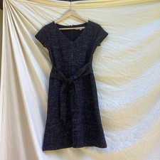 Loft Black And Gray Academia Dress With Attached Belt, Size 0