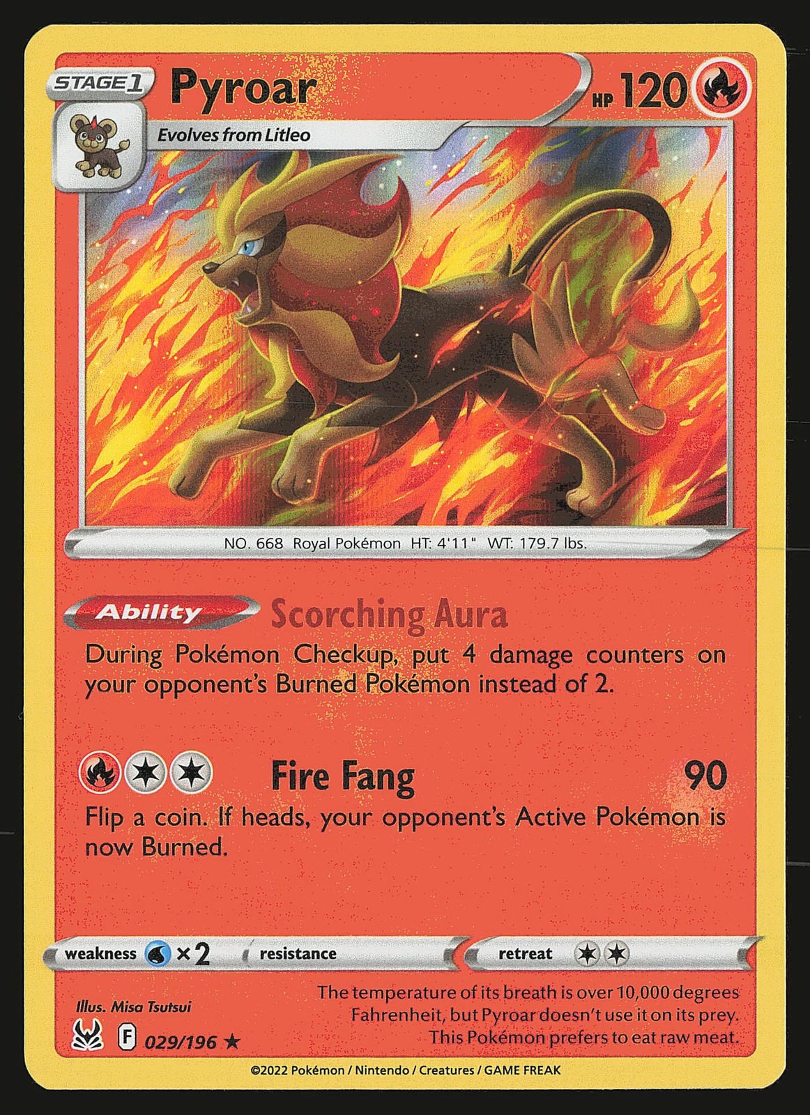 SWSH11: Lost Origin Pyroar #029/196 Holo Rare Pokemon Card