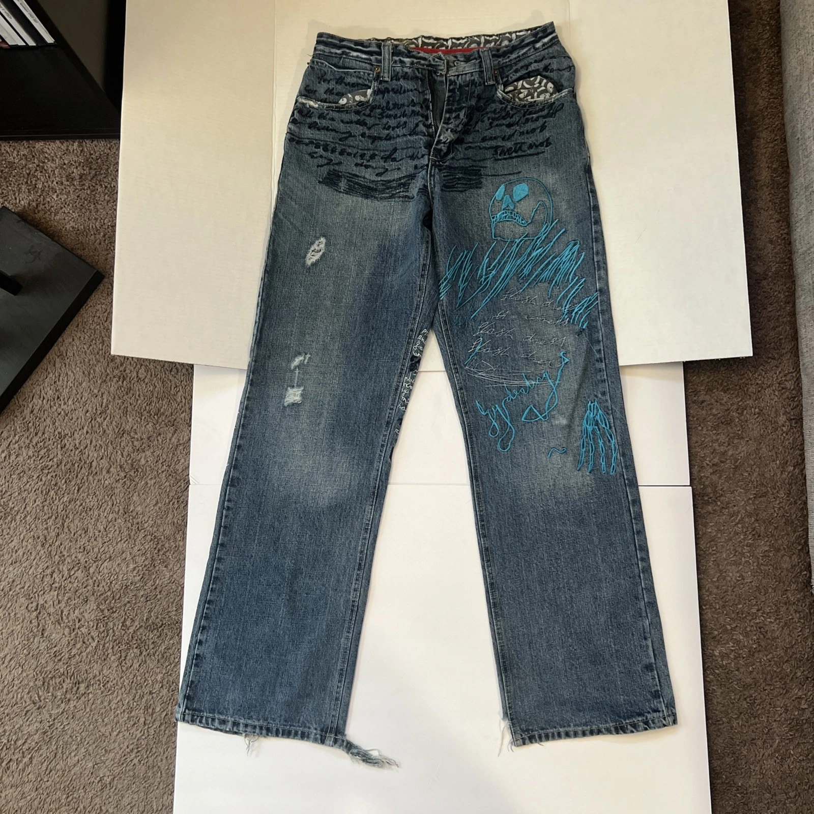 Jean bleu homme Artful Dodger brodé suprême bon état taille 32
