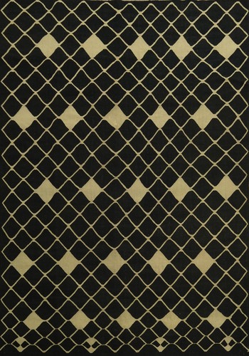 Schwarz Wolle Rankgitter Kelim Orientteppich Flachgewebe Wendeteppich 10x13 - Bild 1 von 11