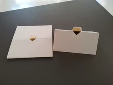 10x Platzkarte Tischkarten Hochzeit Taufe Kommunion Herz weiß gold