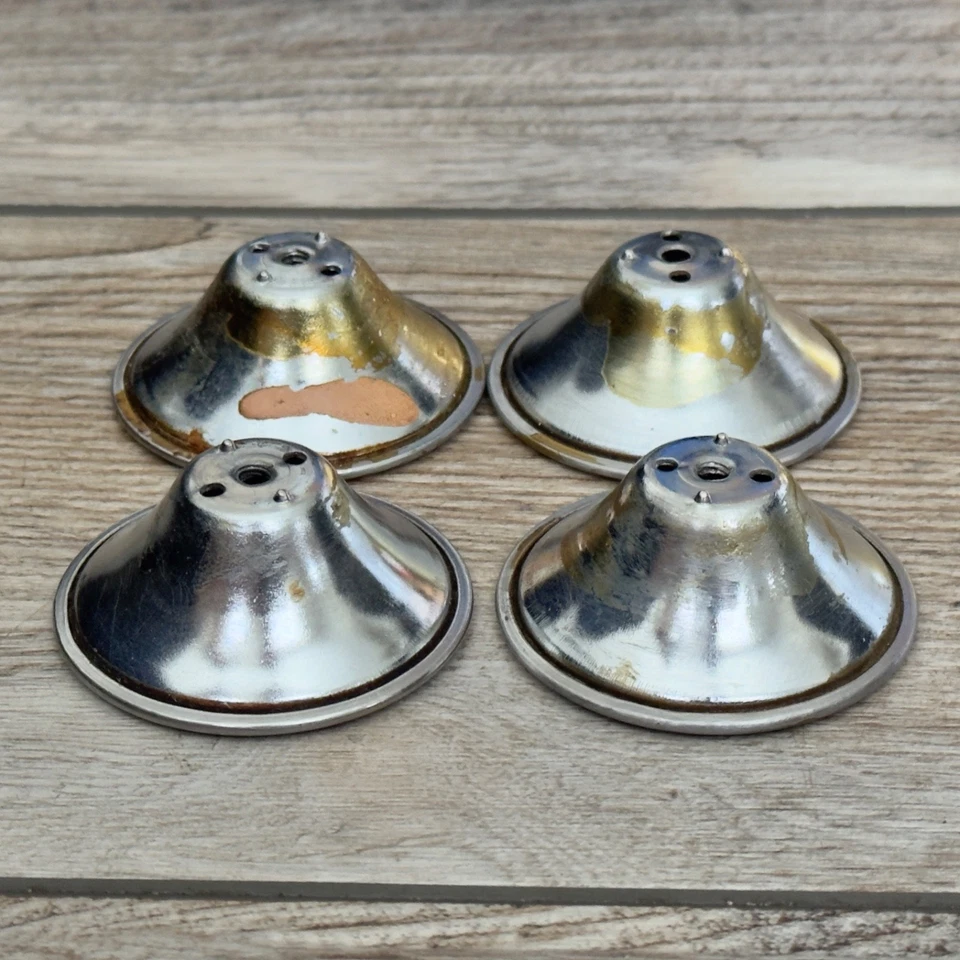 Lote de 4 tiradores de cajón cóncavos biselados vintage MCM de 2" cromo plata Foto 4 de 4