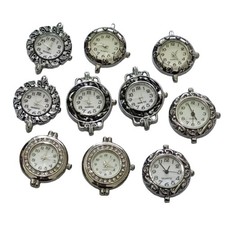 10PCS Mixed Silver Tone Quartz Watch Faces Charms Links Lots for Jewelry Making