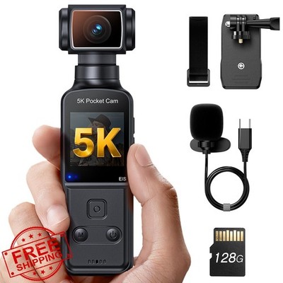 Losfom 5K Body Camera, 270° Rotating Lens, EIS, 4K/60FPS Vlogging Camera