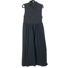 J.Crew Mock Neck Midi Dress Womens Size Large Black Sleeveless A-Line