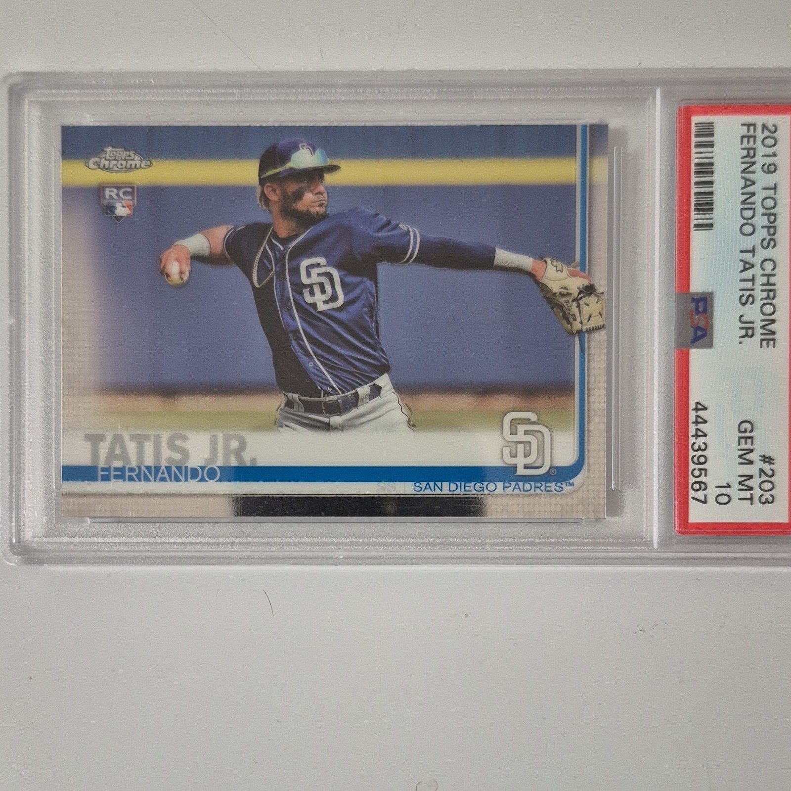 Topps 2019 Chrome Fernando Tatis Jr. #203 PSA 10 GEM MT Rookie San Diego Padres view 4