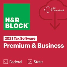 New 2021 H R Block Tax Software Premium Business Edition for Win/PC Key Card