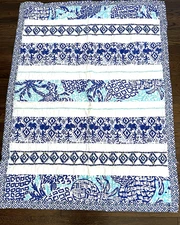 POTTERY BARN LILLY PULITZER Aloha Surf Collection twin quilt 36 x 50".