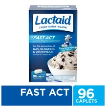 Lactaid Fast Act 96 Count Caplets Travel Packs Lactose Intolerance Relief
