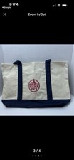 Trader Joe's Reusable Canvas Tote Bag Beige Navy Blue