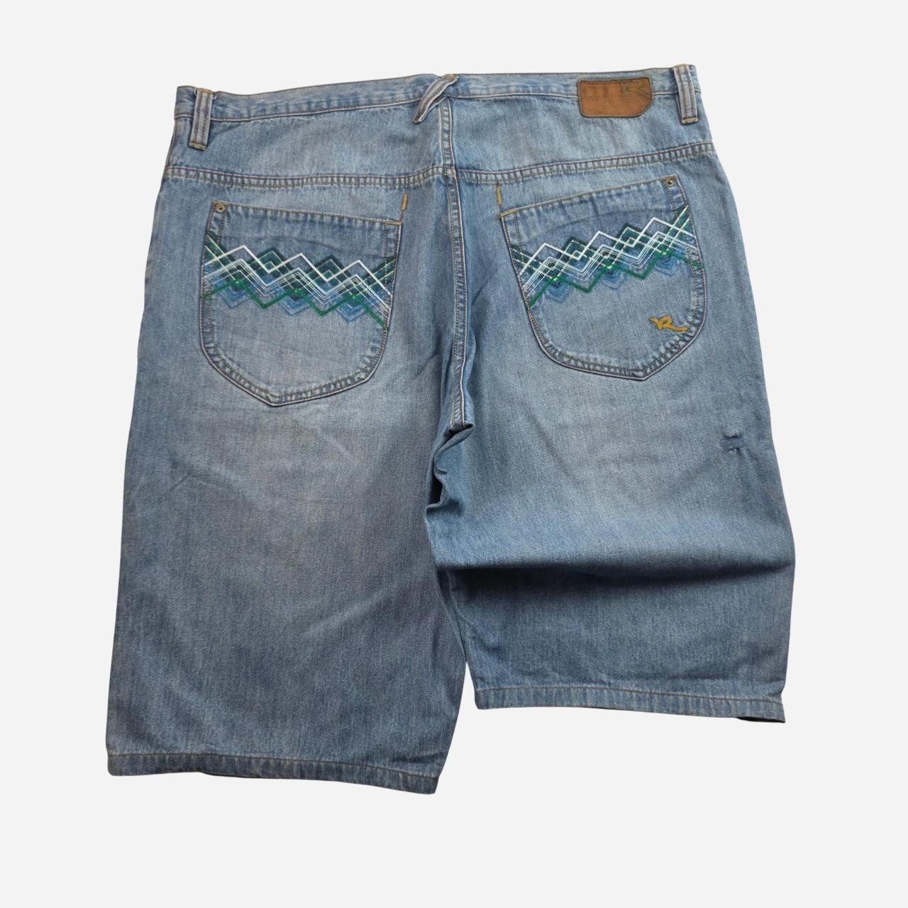 3190 2000s Y2K Rocawear Blue Baggy Skater Hiphop Jorts Denim Shorts W42