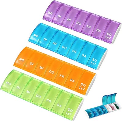 4-piece pillbox, 7-day pill organizer, weekly pill dispenser, 7-day storage