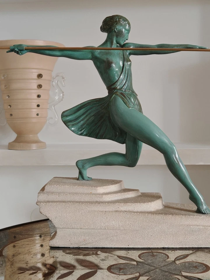 Sculpture Statue Art Deco Femme Antiope Par Fayral Pierre Le Faguays Le Verrier - Photo 4/4