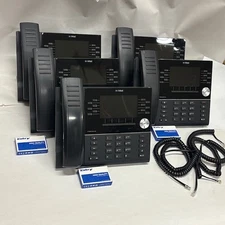 Lot of 5 Mitel 6930 IP, Poe, 50008312 Phones Stands, Cords, 3 Bluetooth Handsets