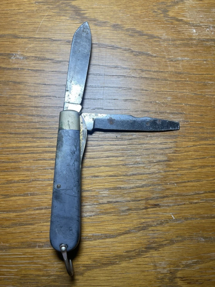 Navaja de Bolsillo Plegable Vintage Camillus New York EE. UU. 2 Hojas Mango Negro Foto 3 de 4