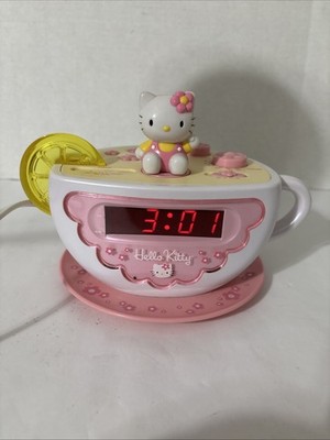 Hello Kitty Vintage 2003 Tea Cup Sanrio Radio Alarm Clock ( Working) Read