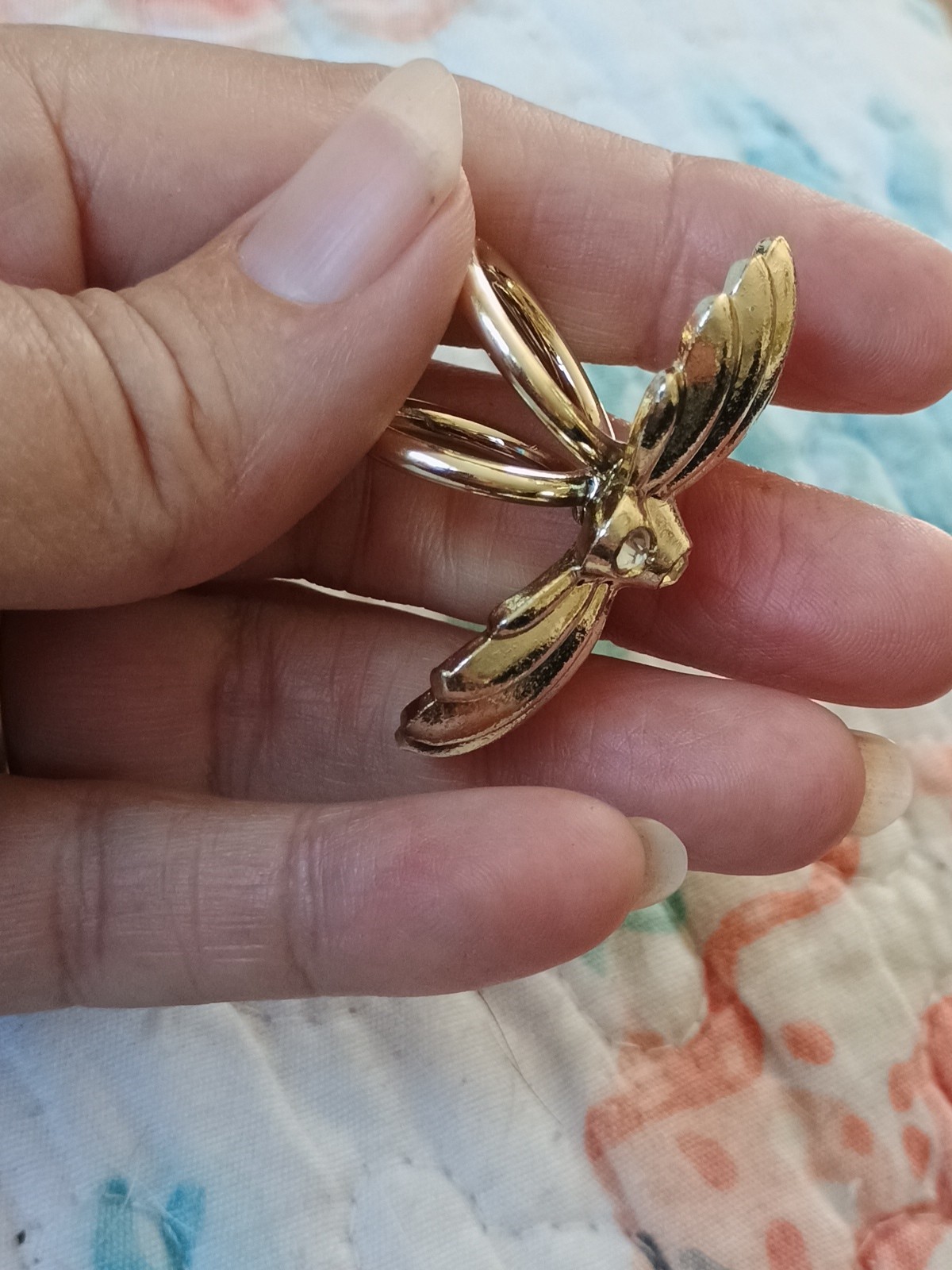 Vtg Scarf Clip Pull Through Style Rhinestone Gold Tone Estate 