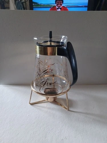 VTG 1958 Coffee Carafe W/ Original Warmer Stand. Good Condition.