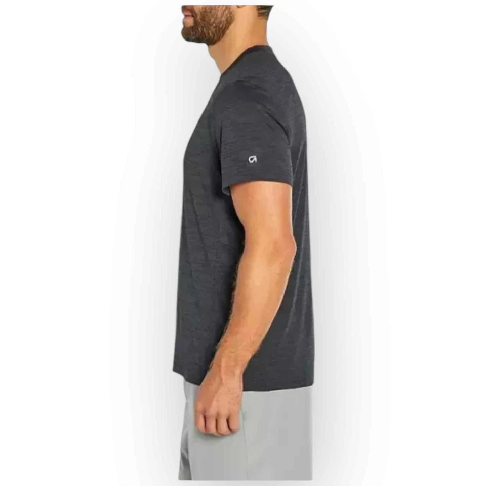 Camiseta activa que absorbe la humedad manga corta Gap Fit para hombre, ébano jaspeado 665S Foto 3 de 4