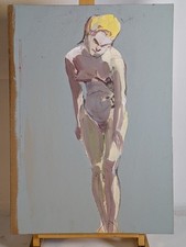Vintage  John Huszer figure study midcentury blonde female nude Rhode Island mcm