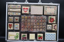MessageStor 78 Pc Wooden Stamps Set Aluminum Storage Case Brush Pens Ink Stamp
