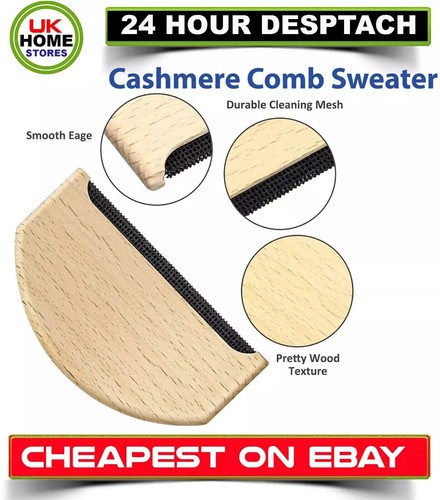 Cashmere Comb Sweater Shaver Wool Comb Wooden Pilling Fuzz Fabric Lint Remover - Picture 2 of 12