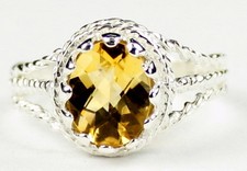 Citrine, Solid 925 Sterling Silver Ladies Ring, SR070