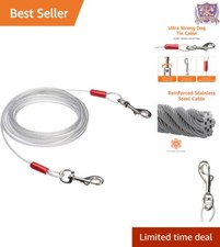 Durable 25 ft Tie-Out Cable for Large Dogs - Rust-Proof  Secure Attachment