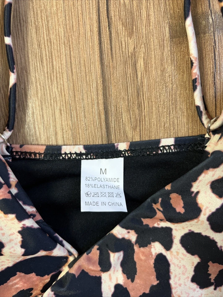 Traje de baño para mujer talla mediana de una pieza patrón de animales guepardo correas envolventes Foto 2 de 4