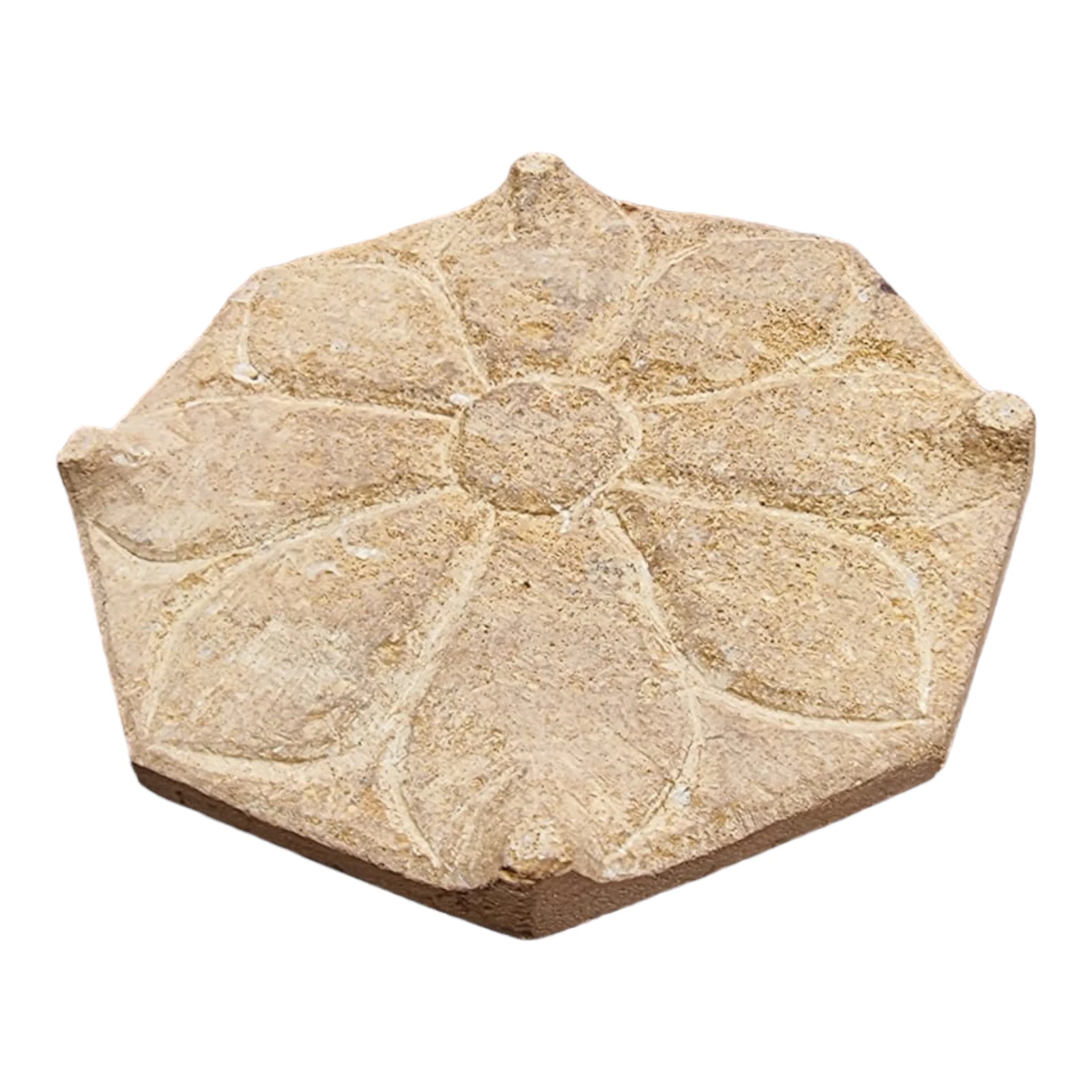 1800's Old Vintage Stone Hand Carved Antique Flower Chapati Rolling Pin Board