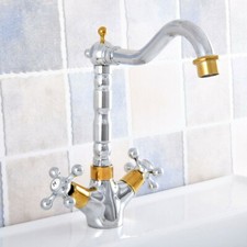 Silver  Gold Chrome Brass Swivel Kitchen Faucet Bathroom Sink Mixer Tap 2sf806
