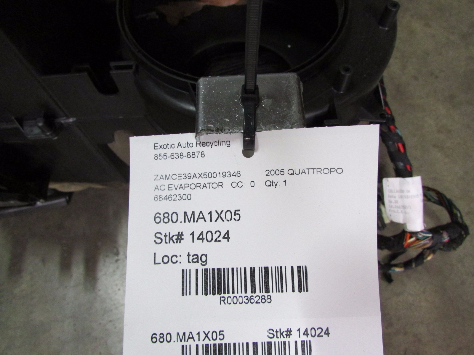 Maserati Quatrroporte, Air Conditioning Evaporator Unit, Used, P/N 68462300