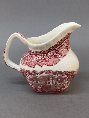 Vintage China rosa rot Mason's Vista Muster klein quadratisch Milchkännchen Kanne Deko
